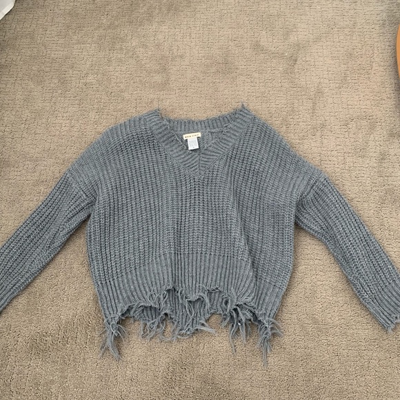 Lulus Sweaters - Distressed grey knitted sweater